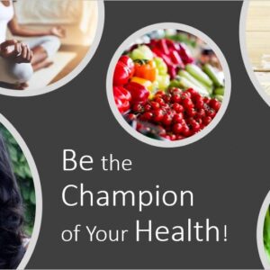 Cindy Wong with healthy foods – Be the Champion of Your Health